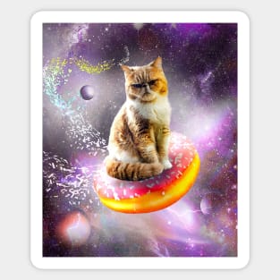 Galaxy Cat Donut - Space Cats Riding Donuts Sticker